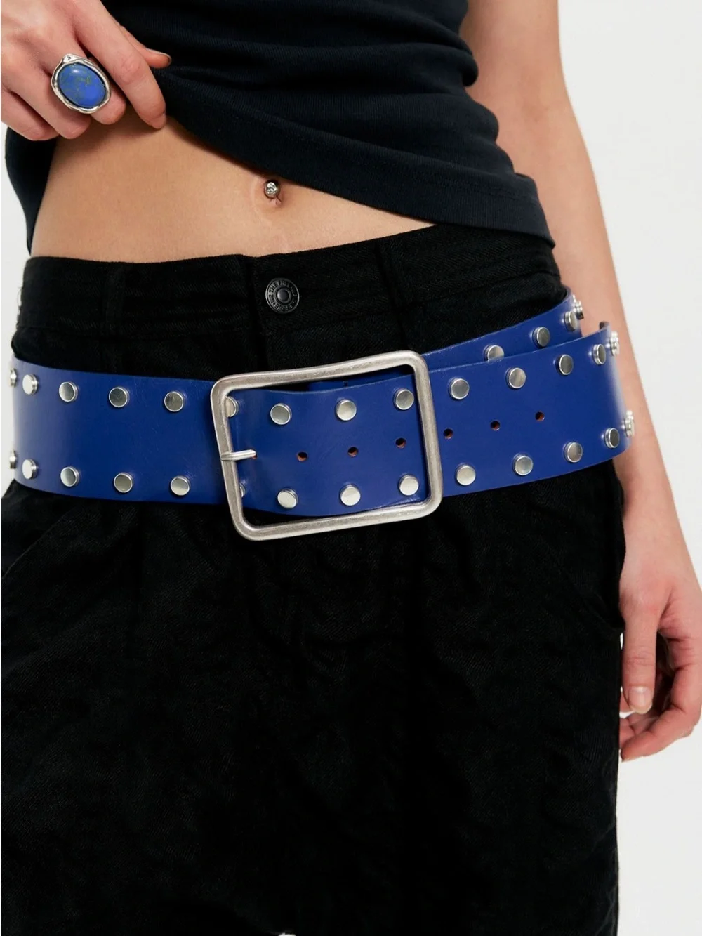 NWT Free People Hex Hip Belt in Navy Baby